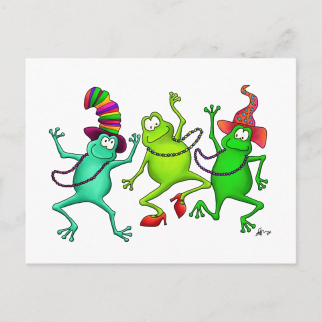 Three Dancing Frogs Postcard (Front)