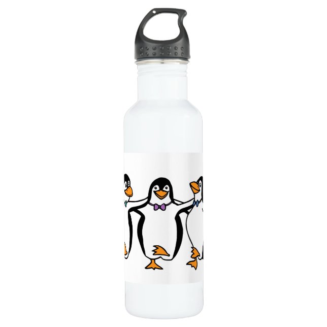 Three Dancing Penguins 710 Ml Water Bottle (Front)