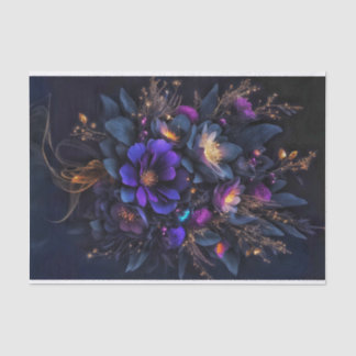 Three dark flowers sprinkled with golden sparks tissue paper