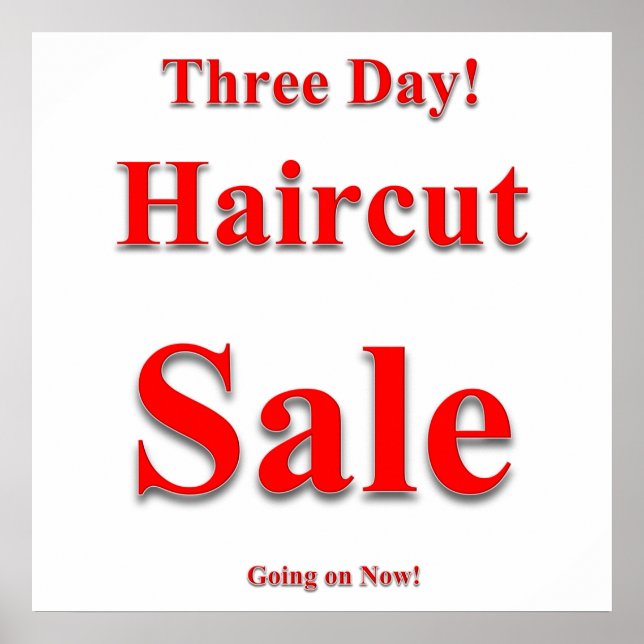 Three Day Haircut Sale Poster Matte (Front)