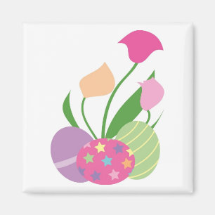 Three Decorative Eggs with Flowers Magnet