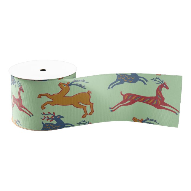 Three Deers American Folk Art Grosgrain Ribbon (Spool)