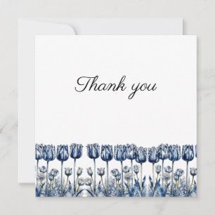 Three Delft Blue Tulips Thank You Card