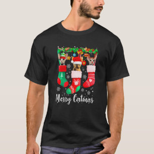 Three Devon Rex Cat In Sock  Cat Merry Catmas T-Shirt