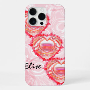 Three Diagonal Stacked Tattered Hearts Custom iPhone 16 Pro Max Case