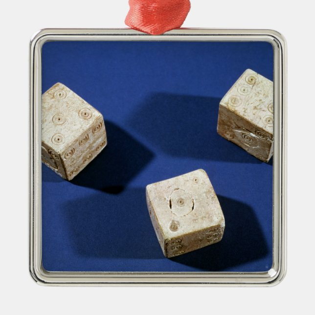 Three dice, from the acropolis at Osteria Metal Tree Decoration (Front)