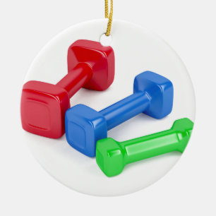 Three different dumbbells ceramic tree decoration