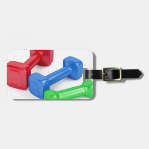 Three different dumbbells luggage tag