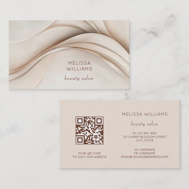 Three Dimensional Beige Abstract Business Card (Front/Back)