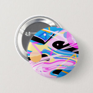Three Dimensional Geometric Abstract Painting 6 Cm Round Badge