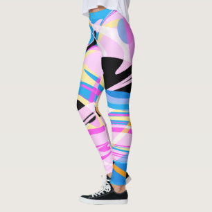 Three Dimensional Geometric Abstract Painting Leggings