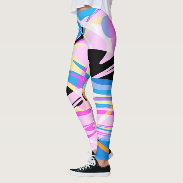 Three Dimensional Geometric Abstract Painting Leggings (Left)