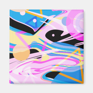 Three Dimensional Geometric Abstract Painting Magnet