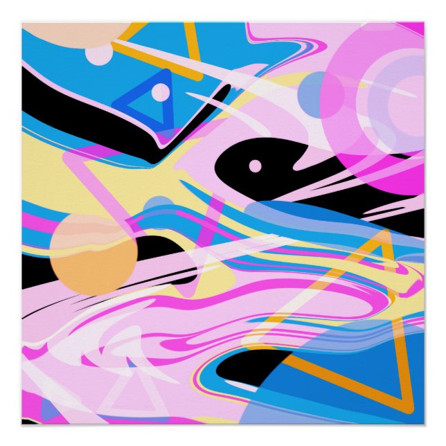 Three Dimensional Geometric Abstract Painting Poster (Front)