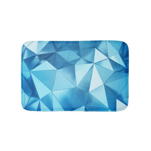 Three-dimensional geometric, metal blue background bath mat