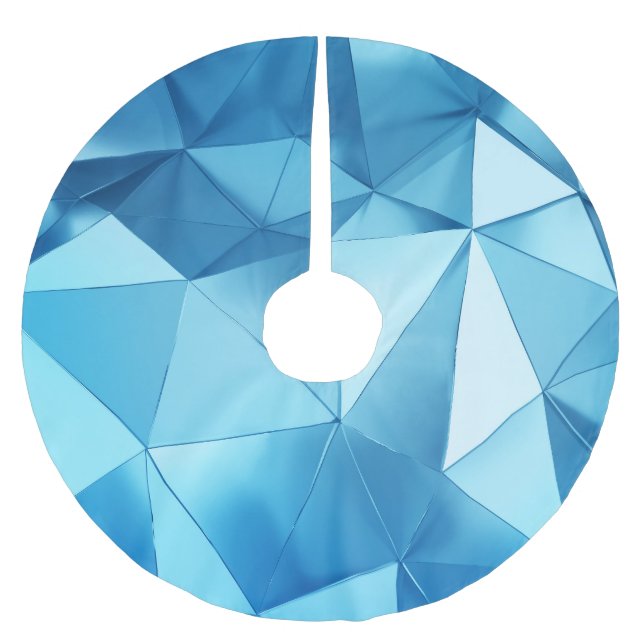 Three-dimensional geometric, metal blue background brushed polyester tree skirt (Front)