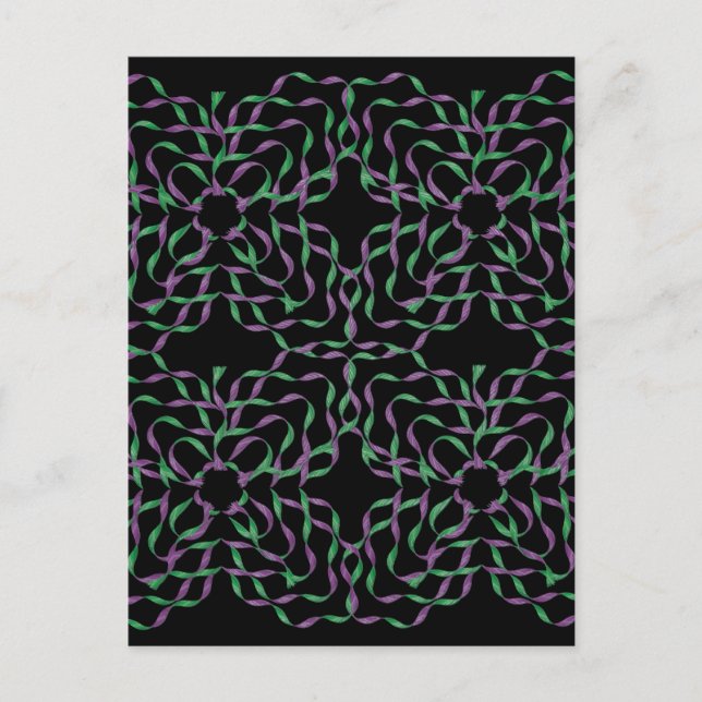 Three Dimensional Ribbons Calendar Postcard (Front)
