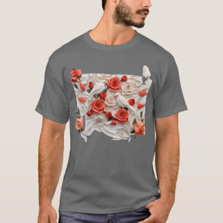 Three dimensional roses and birds girl T-Shirt
