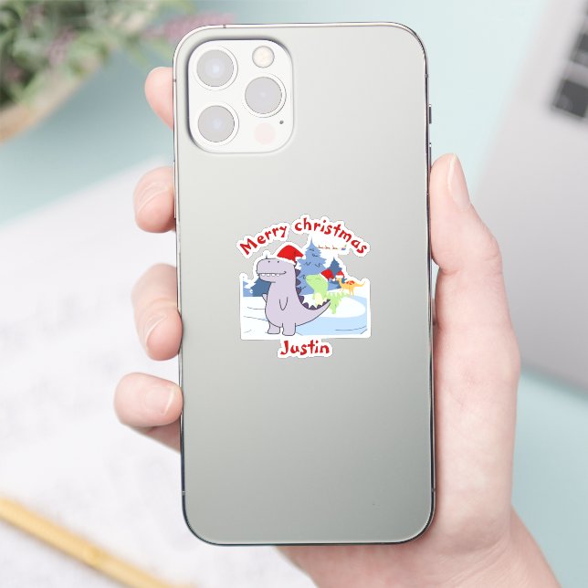 three dinosaurs christmas gift, personalised name  (Phone)