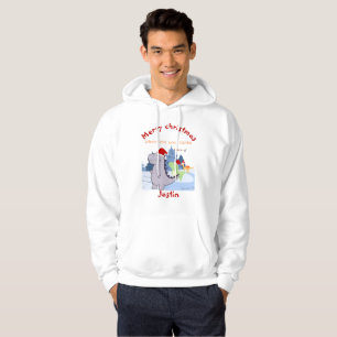 three dinosaurs christmas gift, personalised name hoodie