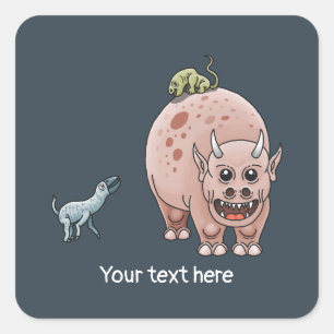 Three Dinosaurs Square Sticker