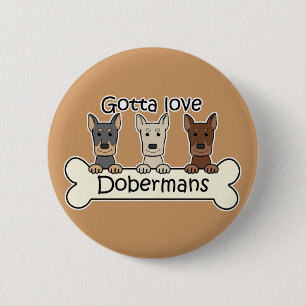 Three Dobermans 6 Cm Round Badge