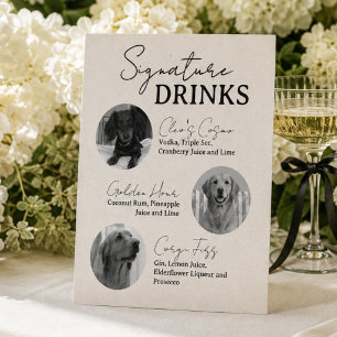 Three Dog Wedding Signature Drinks Bar Sign