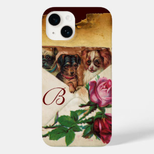 THREE DOGGIES WITH ROSES  MONOGRAM Case-Mate iPhone 14 CASE