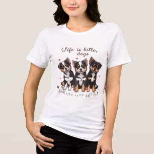 Three dogs on a t-shirt . Tri-Blend shirt