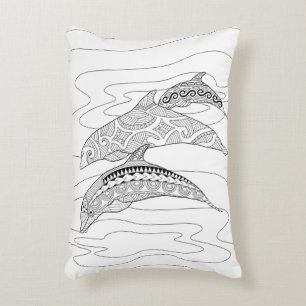 Three Dolphins Adult Colouring Pillow