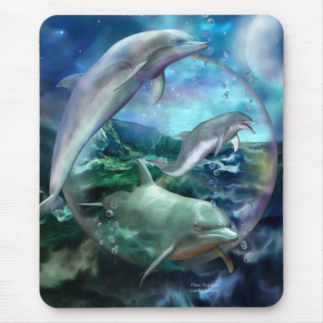Three Dolphins Art Mousepad (Front)