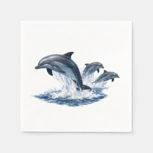 Three Dolphins Jumping, Ocean Life Hat Design Napkin