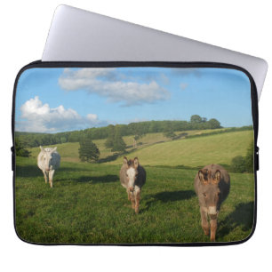 Three Donkeys in a Field Photograph Laptop Sleeve