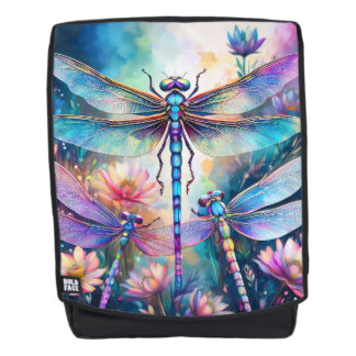Three Dragonflies in Watercolor Backpack