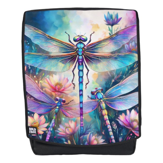 Three Dragonflies in Watercolor Backpack (Front)