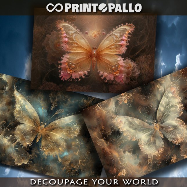 Three dreamy abstract butterflies -  wrapping paper sheet (Creator Uploaded)