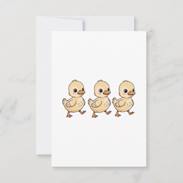 Three Ducklings Walking in a Row – Cute Thank You Card (Front)