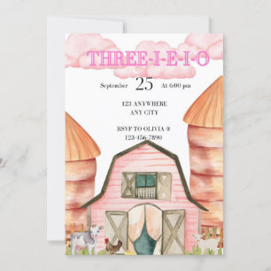 Three-e-i-e-i-o Birthday Invitation
