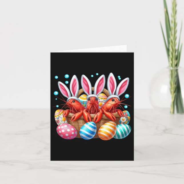 Three Easter Bunny Shrimps Hunting Eggs Bysket Col Card (Front)