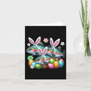 Three Easter Bunny Trout Fishes Hunting Eggs Byske Card