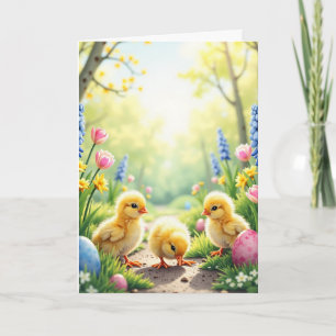Three Easter Chicks Holiday Card