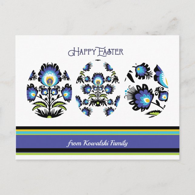 Three Easter Eggs Custom Text Postcard (Front)