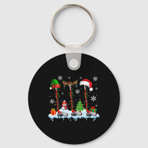 Three Elf Santa Reindeer Hockey Equipments Xmas Pl Key Ring