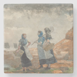 Three English Fisher Girls (at Tynemouth) Stone Coaster