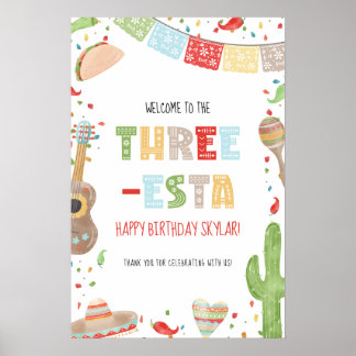 Three-esta 3rd Birthday Party Welcome Sign