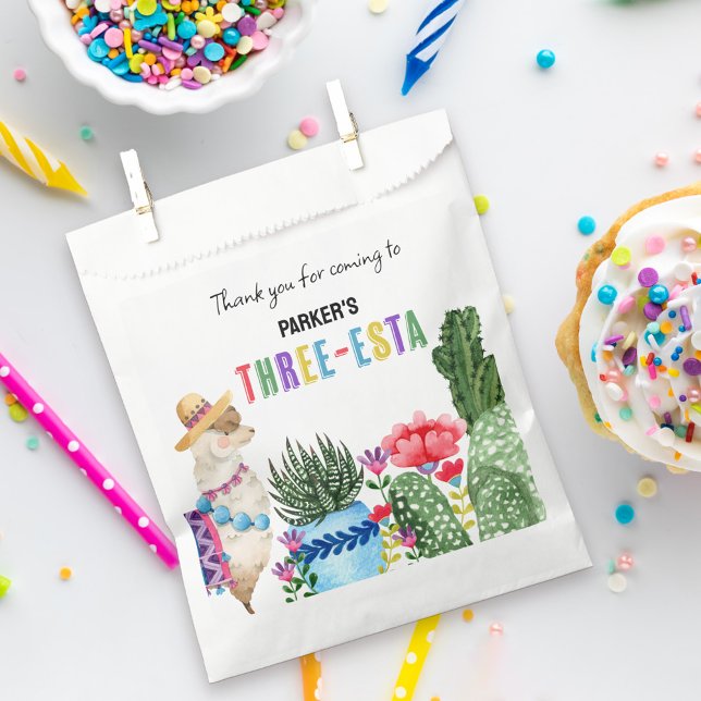 Three-esta Colourful Fiesta 3rd Birthday Party Favour Bags (3rd Birthday Party favor bags to thank guests for coming to your three-esta)