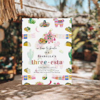 Three-esta Fiesta 3rd Birthday Invitation
