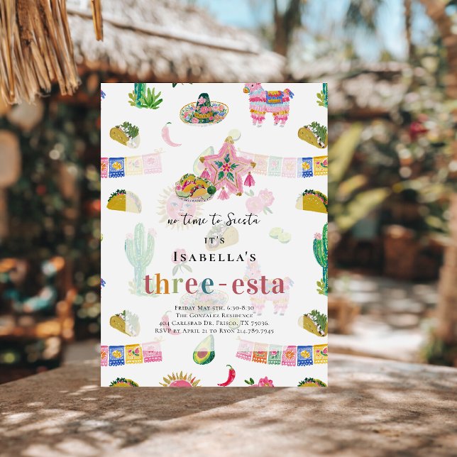 Three-esta Fiesta 3rd Birthday Invitation (Creator Uploaded)
