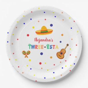 Three Esta Fiesta 3rd birthday party Paper Plate