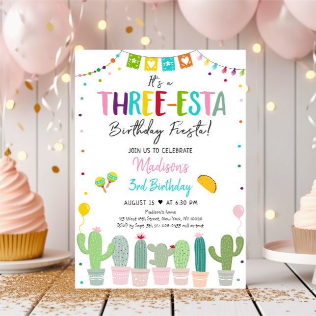 Three-esta Fiesta Cactus Girl Birthday Invitation (Creator Uploaded)